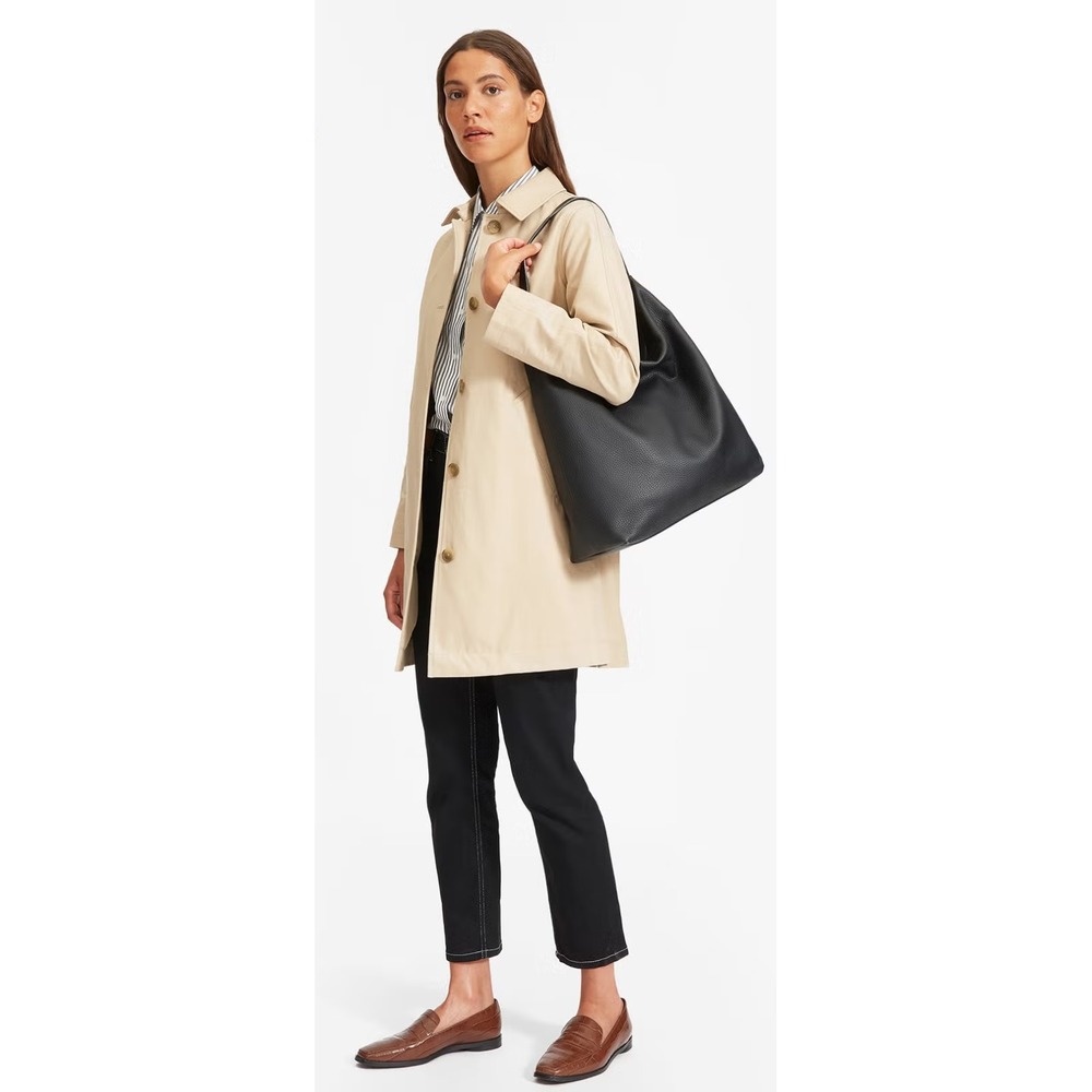 New Everlane The Boss Pebbled Leather Hobo Shoulder Bag‎ Black Italy Ethical